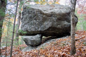 This room sized stone in Middleton left by the last continental glacier is called an erratic even though it has been sedentary over 10,000 years.  -   Judy Schneider photo
